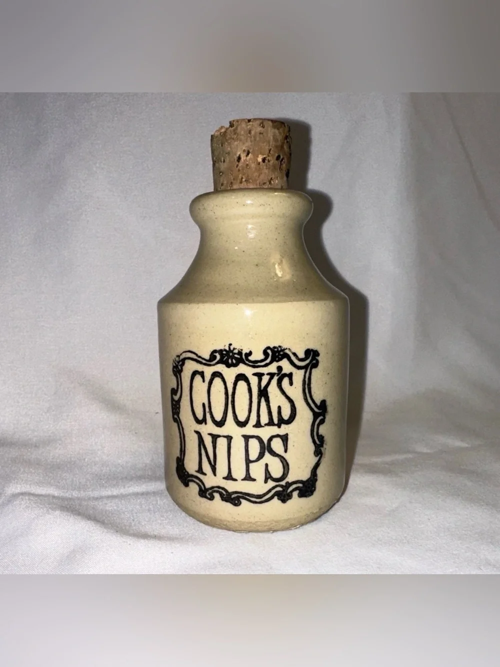 Vintage Cooks Nips Pottery Crock Liquor Bottle 1970s Mini Jug Retro Novelty Gift